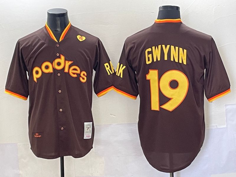 Men 2025 San Diego Padres #19 Gwynn Brown Throwback Nike MLB Jersey style 37